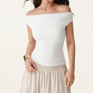 OGL White Soft Stretchy Off The Shoulder Padded Brami Top Size Medium